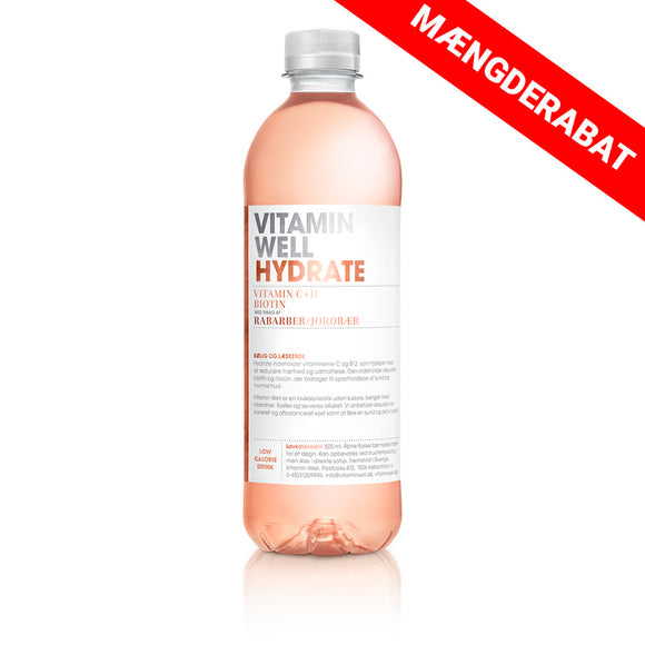 Vitamin Well Hydrate - Rabarber/jordbær 50cl - Inkl. pant